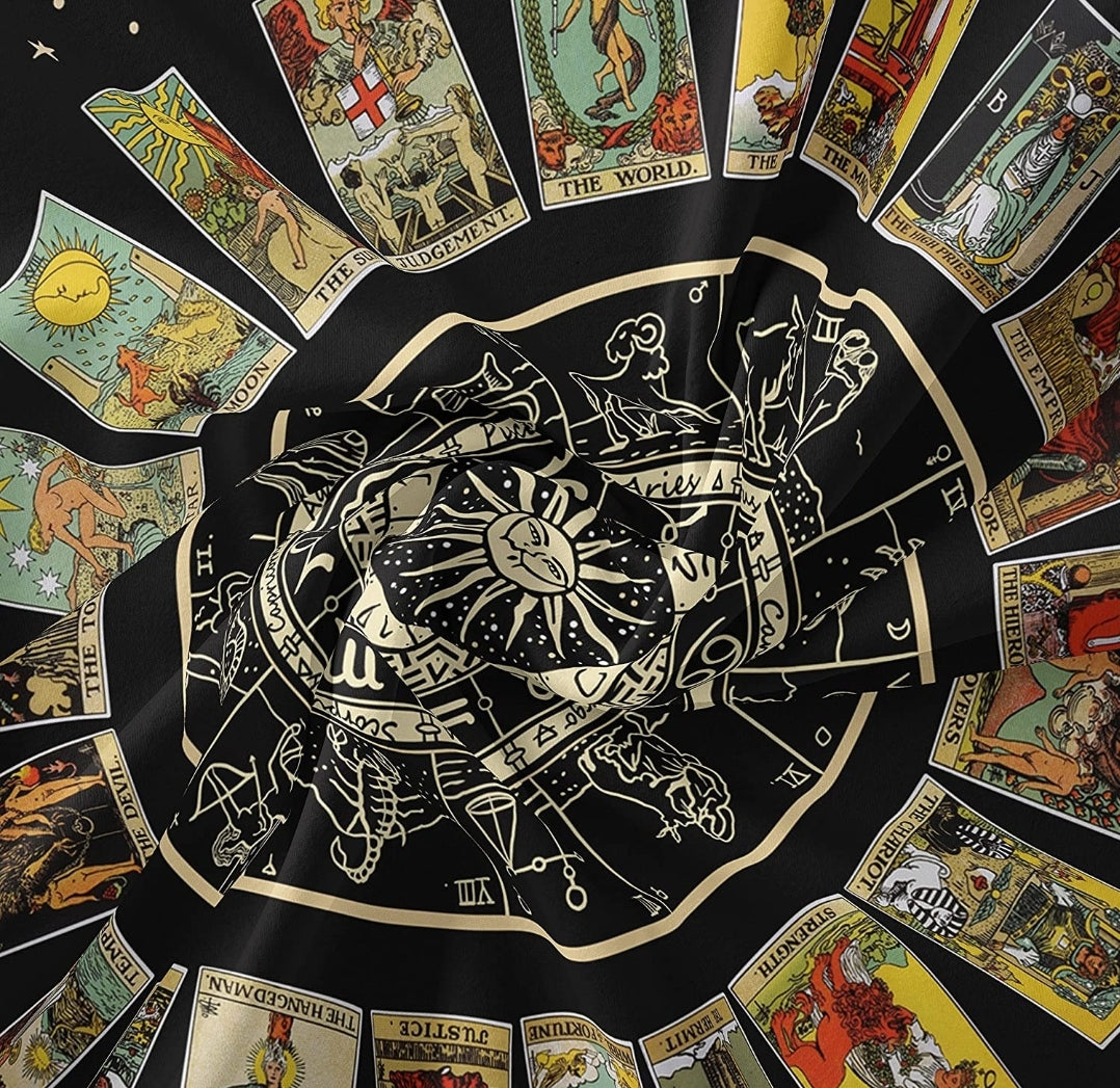Bohemian Sun Constellation and Star Tarot Card Tapestry